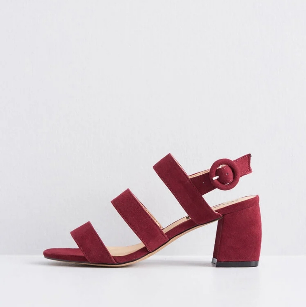 Modcloth Strappy Hour Vegan heel in Burgundy modcloth red shoes modcloth heels